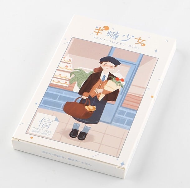 女の子系ポストカード 海外 日常生活を描いたイラストハガキ 30枚