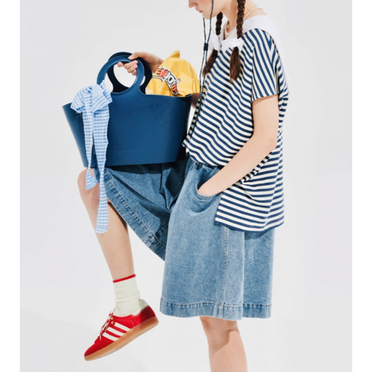 ネイビー×ホワイトボーダー セーラーカラープルオーバー i0335