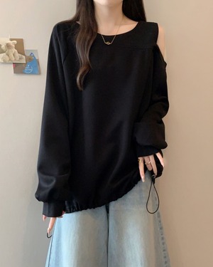 オープンショルダーオーバーサイズ カットソー 2color A0824