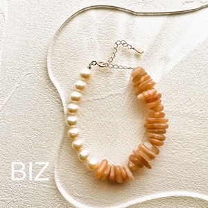 Freshwater Pearl & Orange Moonstone(淡水パール・オレンジムーンストーン)