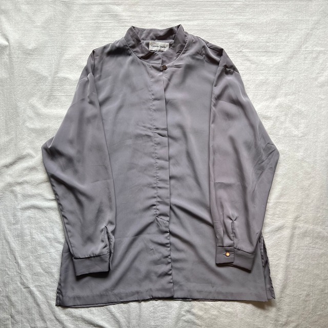 【Vintage】Stand-Collar Design L/S Shirt / Over-Size 6651