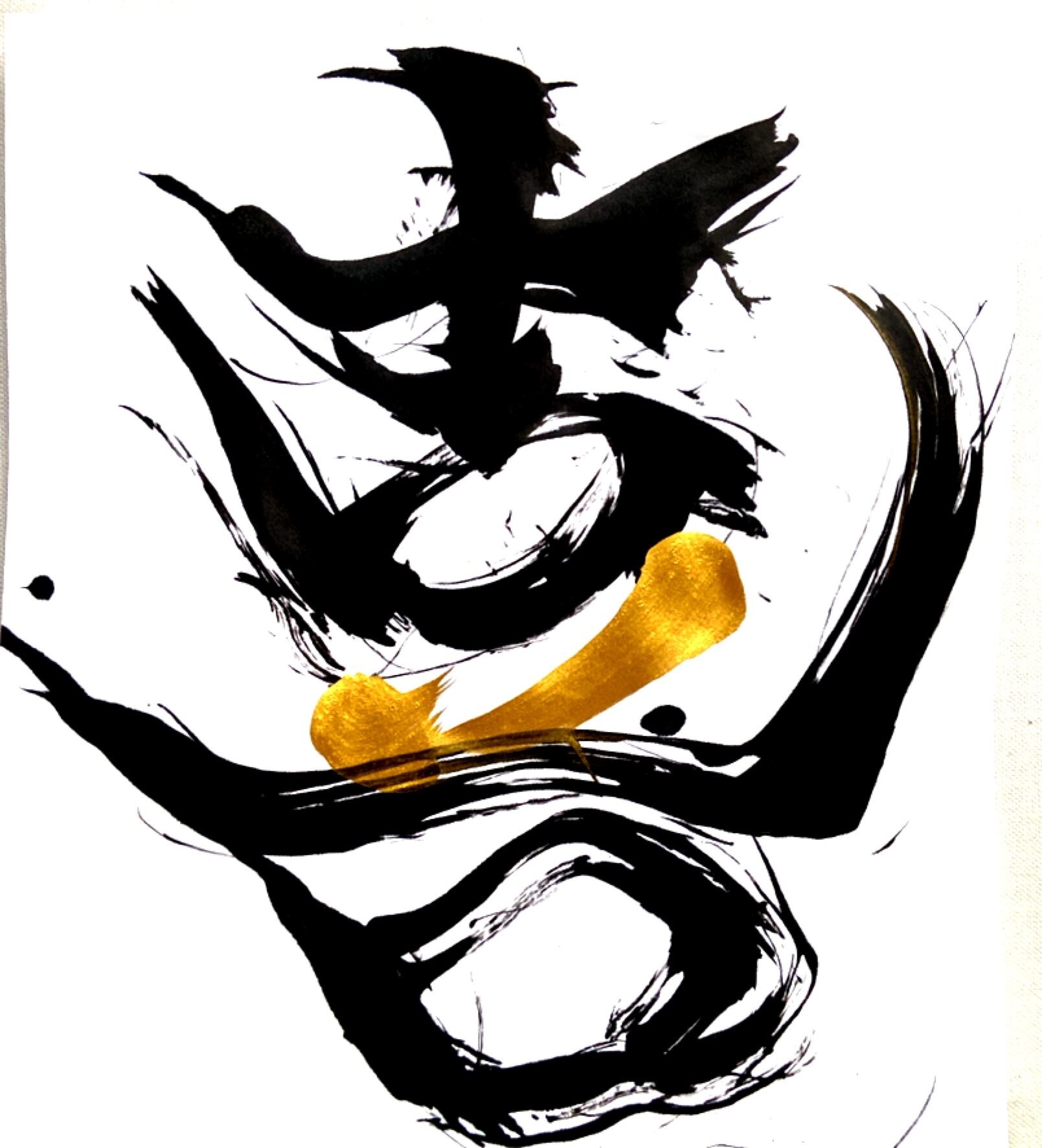 色筆文字(色紙)(Calligraphy written with a feather brush) | Total
