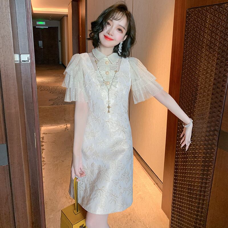 水玉ゴールドウェストドレス レッド 刺繍 スプリング 春物 サマー 夏物 MIUCO97143991956