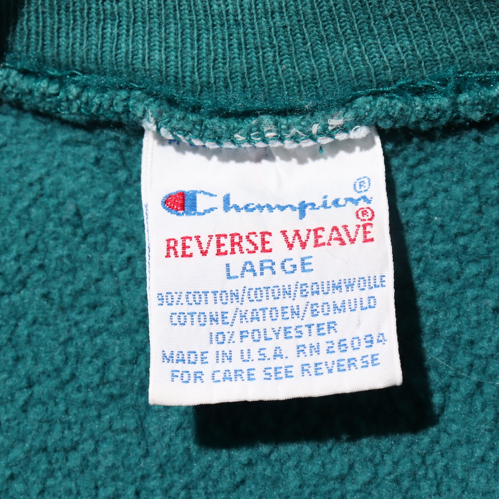 90s USA製 Reverse Weave リバースウィーブ エメラルド 緑