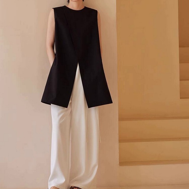 Minimal Design Sleeveless Top　W00332