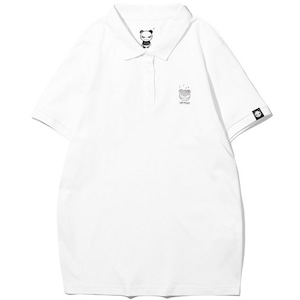 送料無料【HIPANDA ハイパンダ】メンズ ポロシャツ MEN'S ONE-POINT PRINTED SHORT SLEEVED POLO SHIRT / WHITE・BLACK