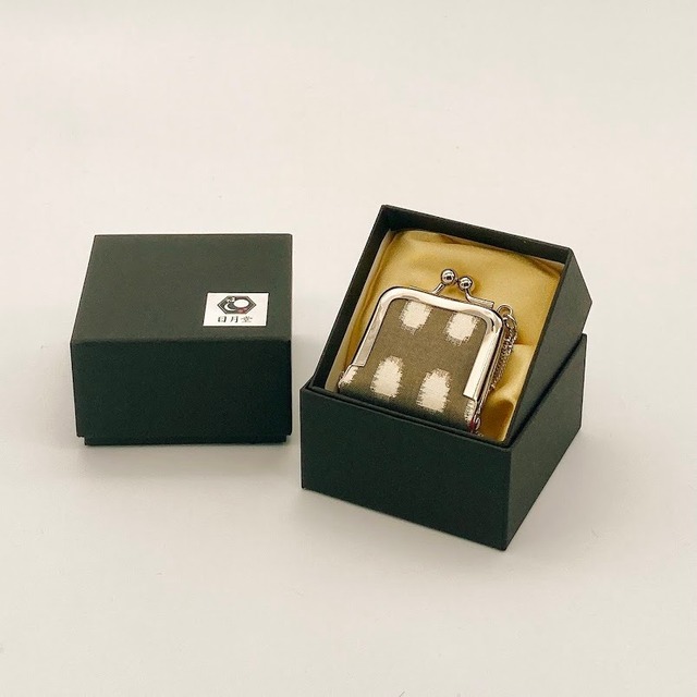 miniがまぐちチャーム　 銘仙・グレードット《しかく》　　和がま口　着物リメイク日月堂オリジナル　≪パーツ変更可能≫　