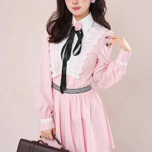 レースヨークフラワーリボンミニワンピ ・72570 レースヨークフラワーリボンミニワンピ ・72570