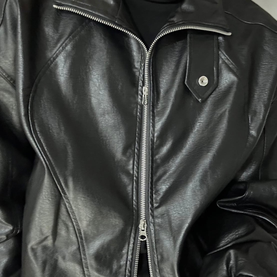 完売品】RAN select Fake leather blousonご確認お願いします - レザー