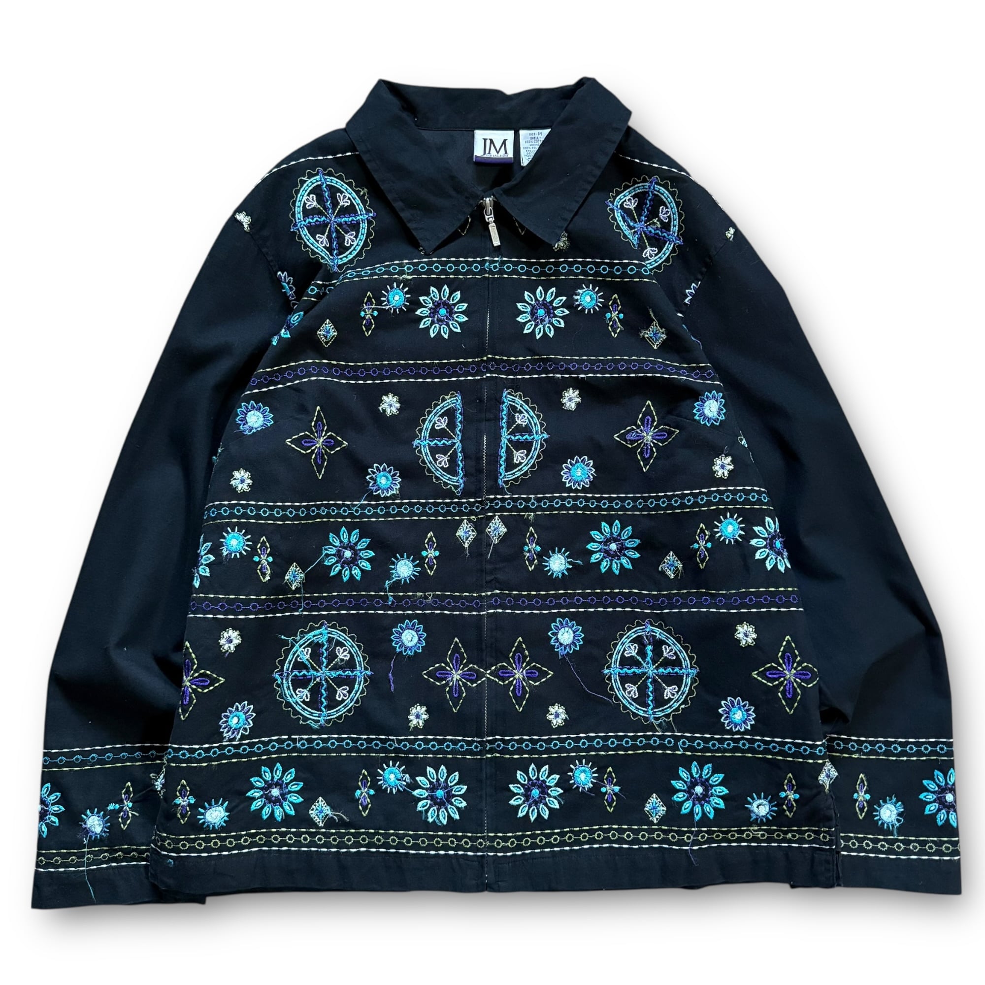 90's embroidery design cotton zip jacket made in India / インド製