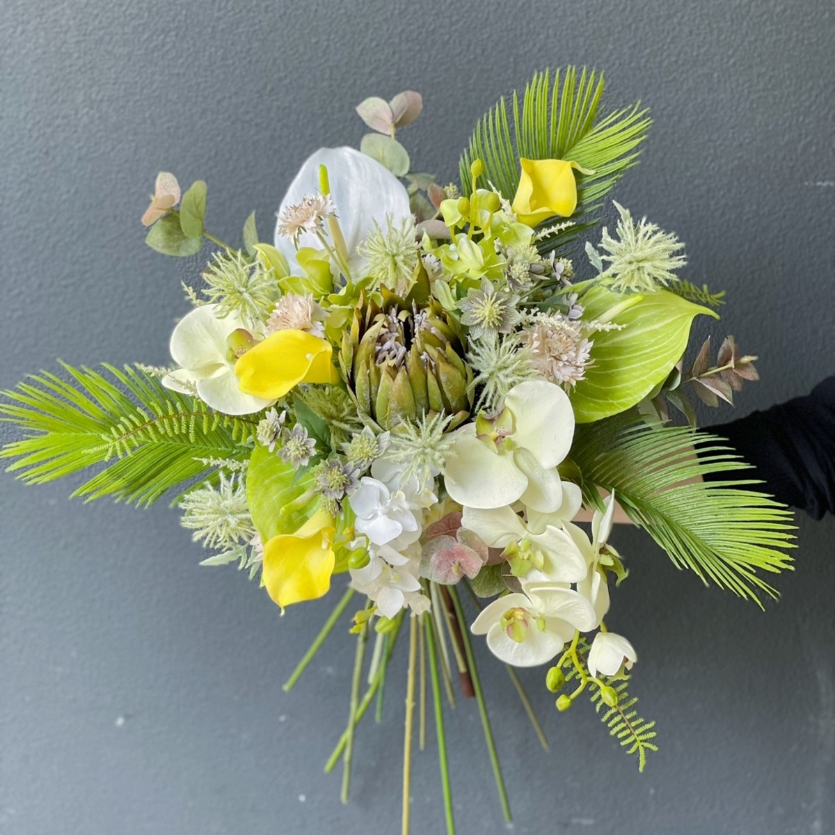 高級ホワイトオランダカイウフラワーブーケ W035 造花ブーケ  