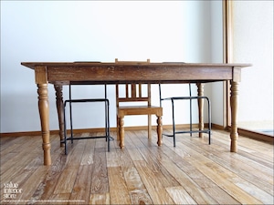 チーク無垢材 ヴィンテージテーブルAntika/N ダイニングテーブル 什器 陳列台 一点物 再生家具 表面再仕上済 世界三大銘木 W182cm x D80.5cm