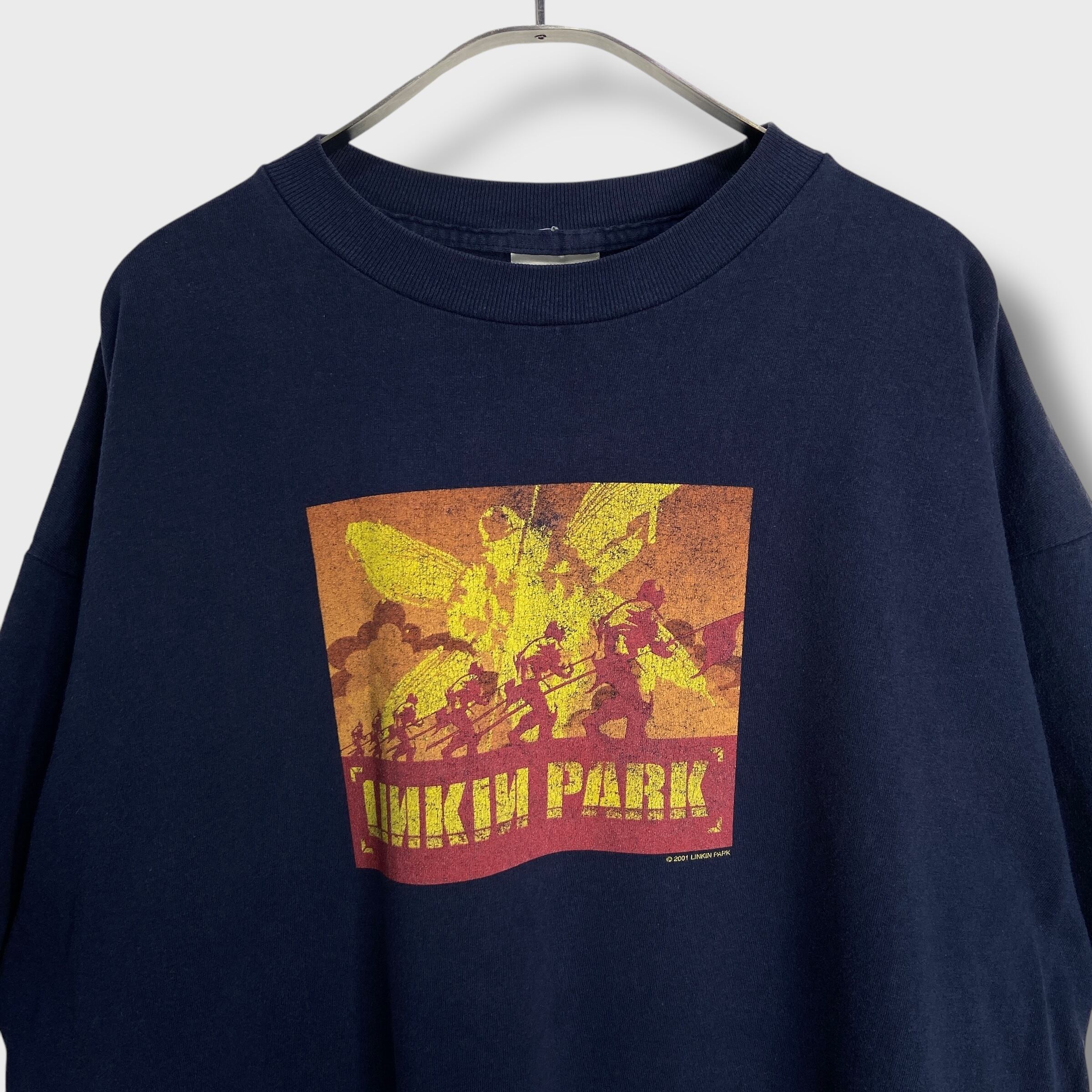 00s リンキンパーク ハイブリッドセオリー バンドTシャツ バンT 紺 XL