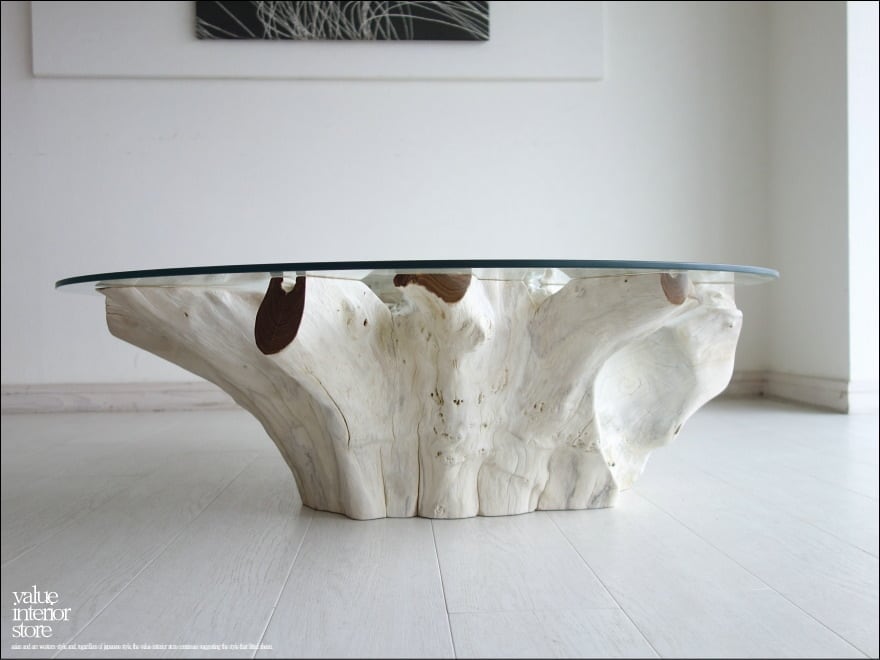 チークガラステーブルX/1 総無垢 座卓 センターテーブル リビングテーブル 座敷机 プリミティブ ナチュラル 一点物 三大銘木 約40kg