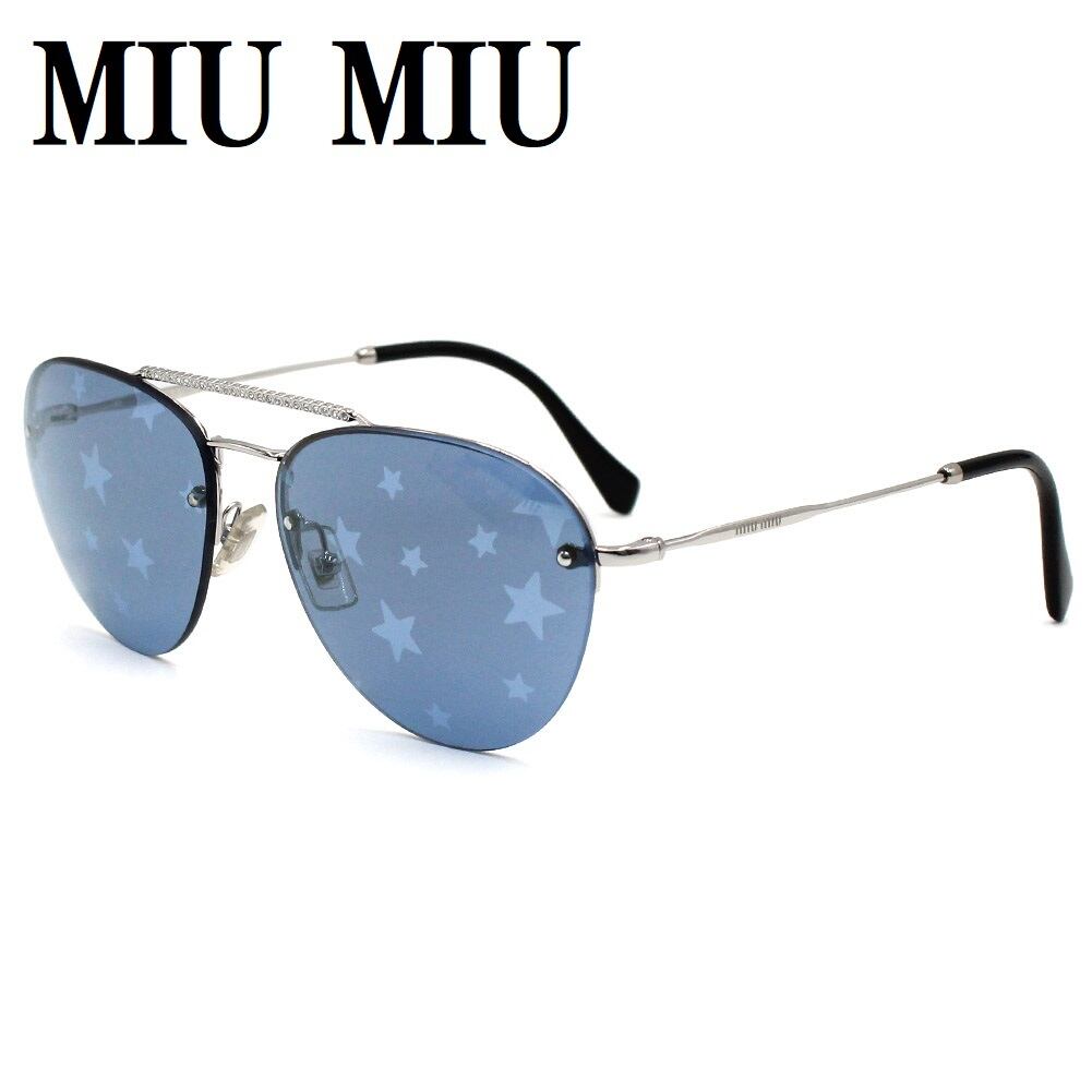 MIU MIU サングラス MU54US 1BC182 59 SILVER UVカット MIU MIU SUNGLASSES MU 54US 1BC182 59 BLUE SILVER ミュウ