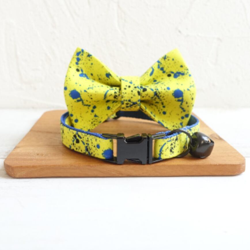 おなまえ猫首輪【イエローブルー×インクスプラッシュ】