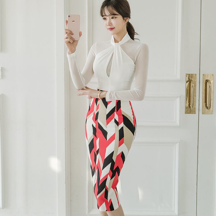 幾何学模様スカートセットアップ