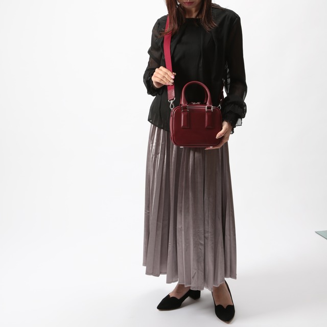 ミニボストンバッグ 2WAY ショルダーバッグ レザー［MBC025］Bordeaux ボルドー