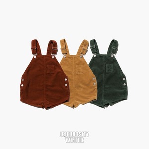 【即納】【JEJEUNOSITY】コーデュロイショートオーバーオール グリーン 80〜120cm 2025 WINTER 韓国子供服