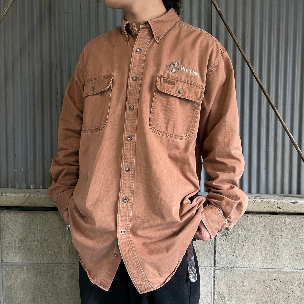 Carhartt カーハート 企業ロゴ刺繍 コットンツイル ワークシャツ 