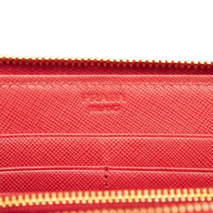 PRADA プラダ 長財布 レッド ナイロン 三角ロゴ ラウンドファスナー 