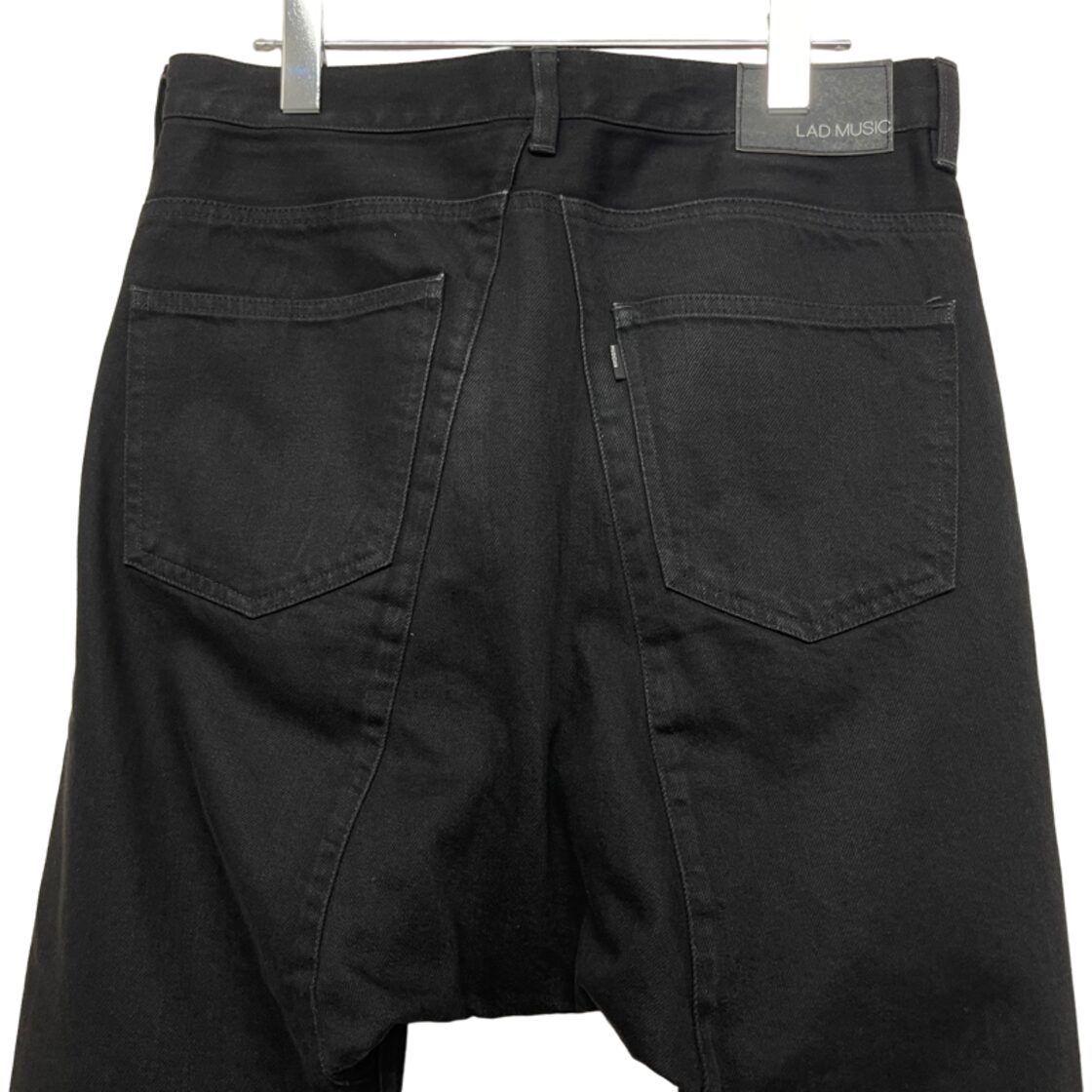 美品 LAD MUSICIAN draping design black denim sarouel pants』USED 