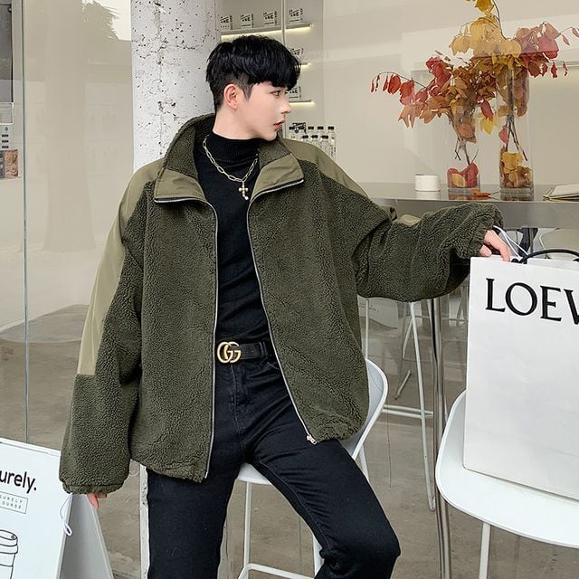 予約販売】ボアブルゾン ハイネック 異素材MIX アウター ボア