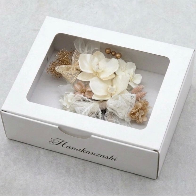 【限定先行販売4/20発送】hanakanzashi race velour ribbon gold arrange