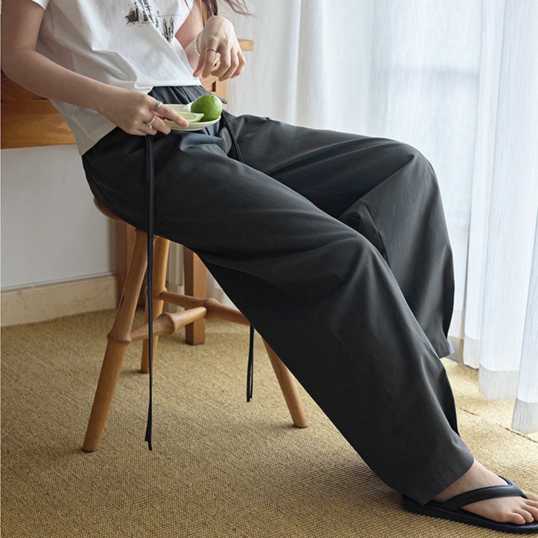 drawstring wide pants