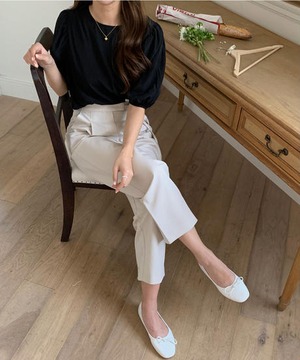 《即納商品》side ribbon slacks (cream / blue /  black)