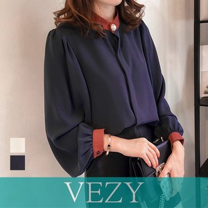 バルーンスリーブ ブラウス バルーンスリーブ ブラウス シャツ ブラウス オフィス スタンドカラー ブラウス フォーマル トップス シャツ VEZY ベジー ItemNo.【13350204】