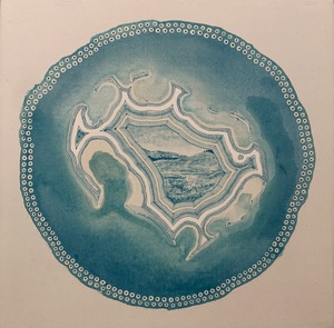 荻野沙紀「agate(風)」140×140mm パネルに水彩 2023/6