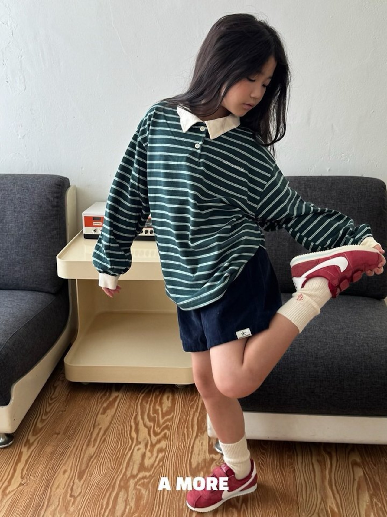 【取寄】A MORE マルチボーダーカラーTシャツ|秋服|韓国子供服|26/AT