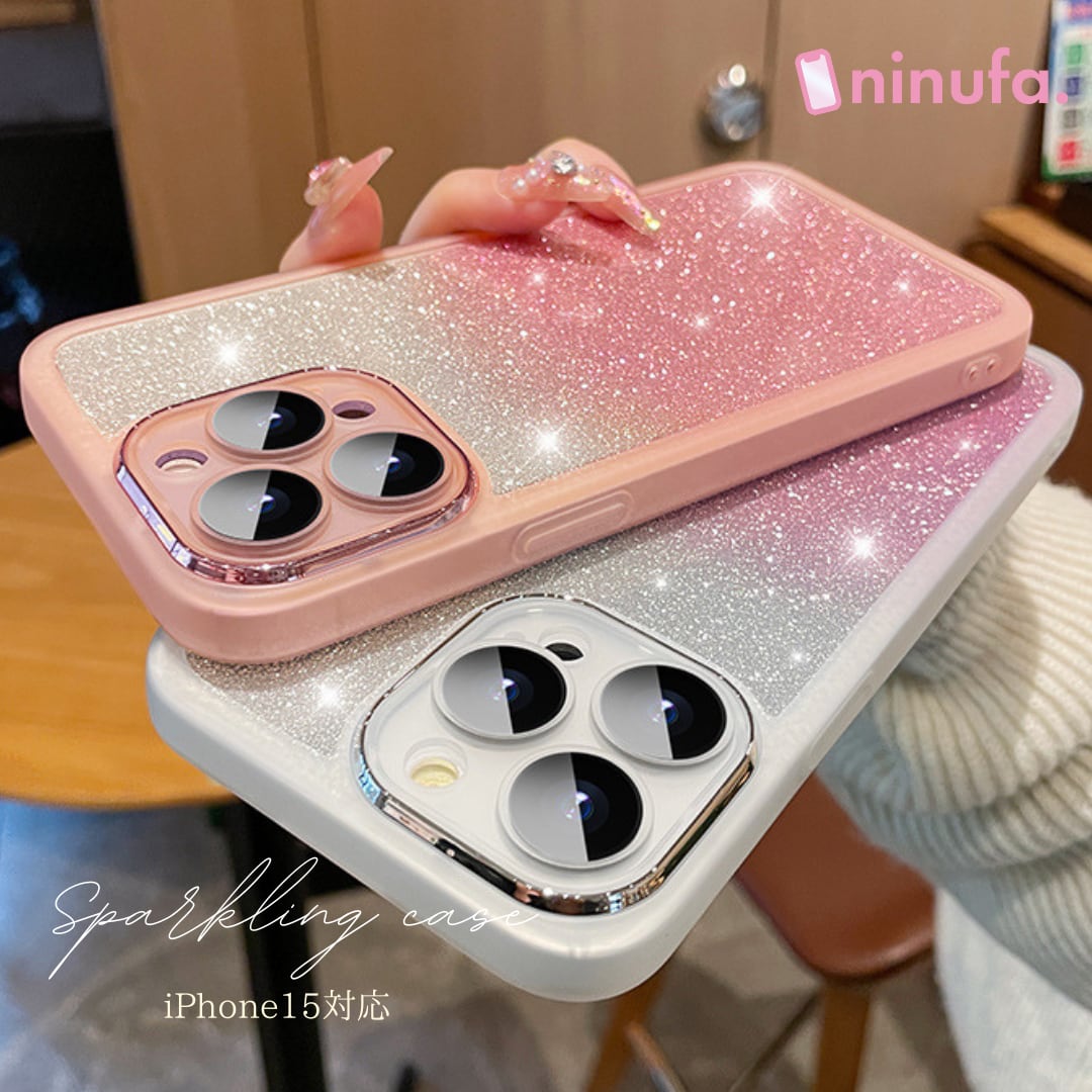 【iPhone15対応】高見えケース登場◎キラキラ背面 メタルフレーム カラークリアケース 透明 おしゃれ 高級感 スマホケース ND-15018 【再販】