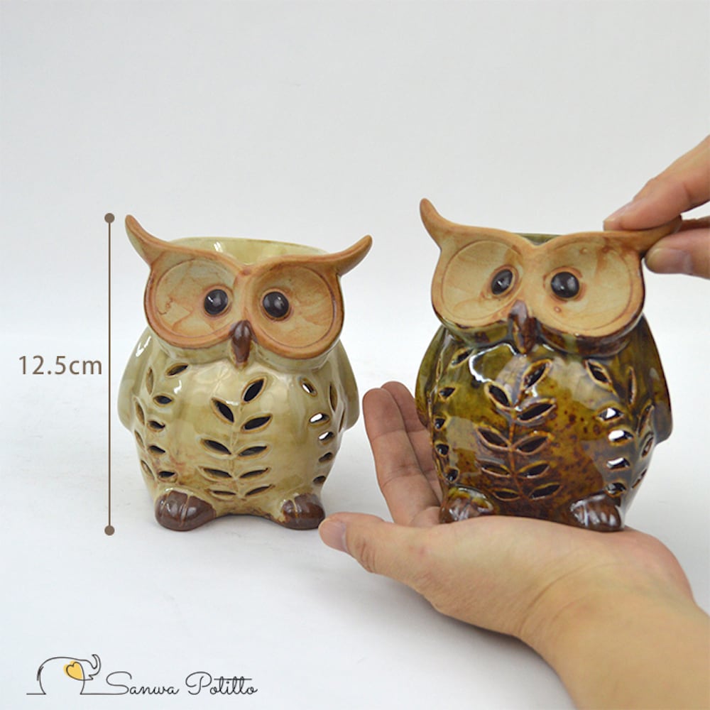 アロマポッド フクロウ ミミズク E18042-18043 高さ12.5cm ベージュ