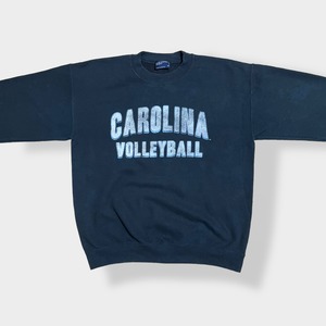 【MV SPORT】カレッジ ノースカロライナ大学 Carolina Volleyball アーチロゴ バレーボール プリント スウェット トレーナー ヴィンテージ加工 M us古着