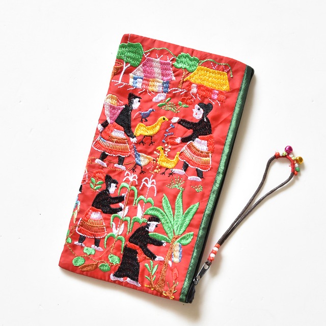 ネパール ゲリ織り  カラフルお財布 3つ折り  タイで縫製