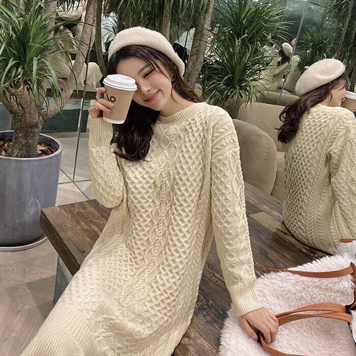 大人気?ざっくりケーブルニットワンピース 韓国 秋服 冬服 ニット ワンピー~ 大人気?ざっくりケーブルニットワンピース 韓国 秋服 冬服 ニット