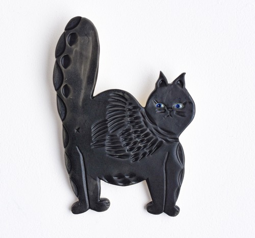 「黒猫の壁掛け」POTTERY STUDIO K 作
