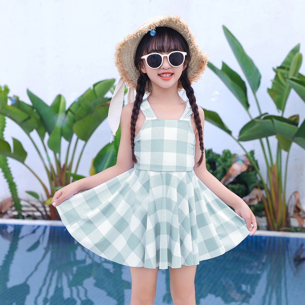 メール便】キッズ チェック柄ワンピース水着／kids533 | DAY CLOSET