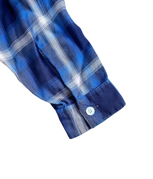 Vintage 70s  Rayon Ombre Check shirt -BLUE-