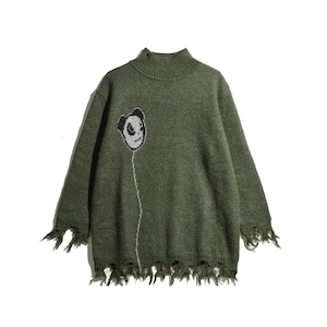 送料無料【HIPANDA ハイパンダ】男女兼用 ニットセーター UNISEX  SWEATER / GREEN・BLACK・GRAY