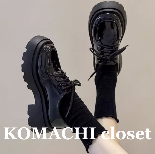 【送料無料】ラウンドトゥ厚底レースアップシューズ 黒 ブラック エナメル 韓国 オルチャン レディース レースアップシューズ おでこ靴 おじ靴 オックスフォードシューズ プラットフォーム ローファー ラウンドトゥ 厚底 ミドルヒール 通勤 可愛い 大人可愛い かわいい お洒落 おしゃれ カジュアル こなれ感 抜け感 存在感 きれいめ フェミニン ストリート デート 普段使い 楽ちん シンプル クール かっこいい 動きやすい 通学 カレッジスタイル 学生 通学 ガーリー メンズライク 歩きやすい 楽ちん