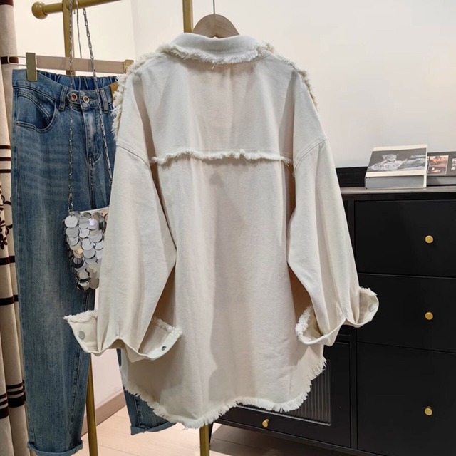 カッティングフリンジオーバーサイズシャツ 5col R00163