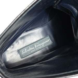 SALVATORE FERRAGAMO black leather tanker boots