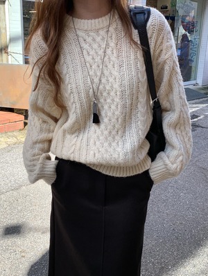 (予約) verveine / French alpaca cable round knit / 3color