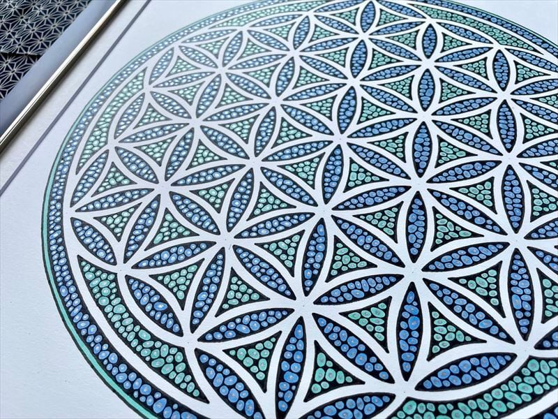 神聖幾何学アート【ストーンオブライフ～青】 ストーンオブライフ～青】 | kitatik888