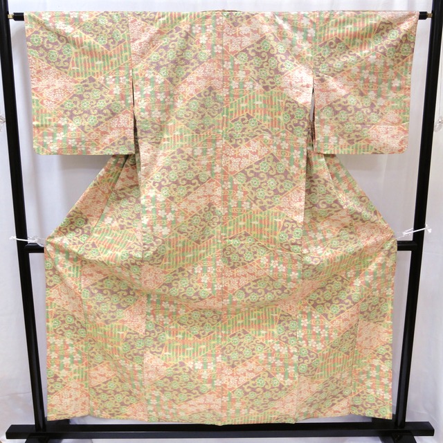 着物・紬・単衣・花・No.200701-0120・梱包サイズ80