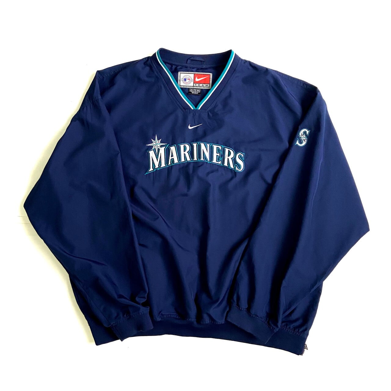 90s MLBシアトル・マリナーズ ナイロンプルオーバー　刺繍　サイズXXL