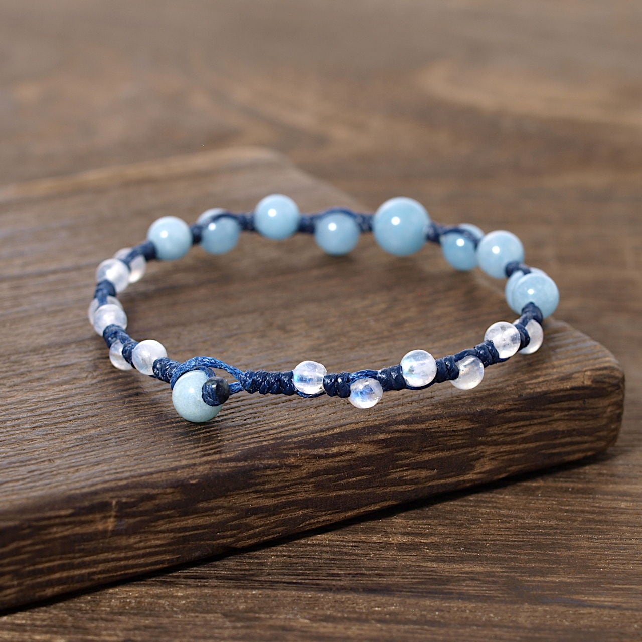 限定】トロレアイト＋レインボームーンストーンつゆマクラメ